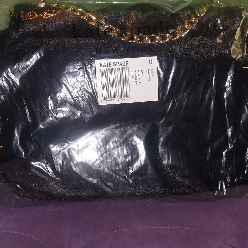 Kate Spade Carey Faux Fur Small Flap Shoulder Bag in Black